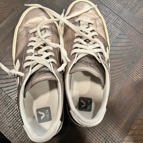 Veja gold lace casual shoes gold 9.5 women - Picture 7 of 10